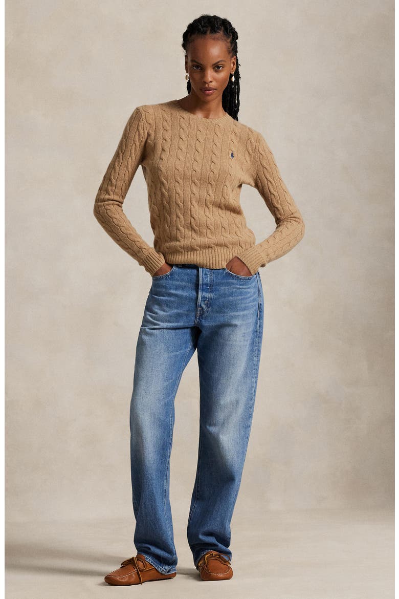 Cable Knit Wool & Cashmere Sweater, Alternate, color, COLLECTION CAMEL MELANGE