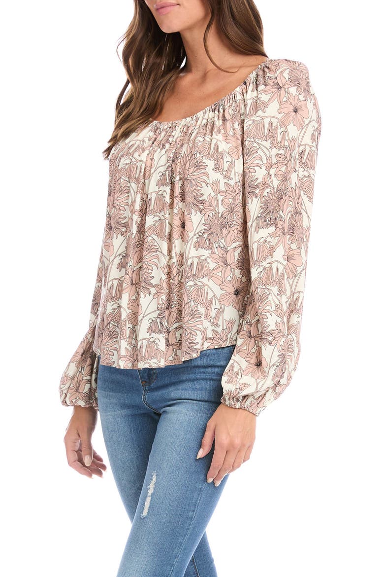 Floral Blouson Sleeve Peasant Top, Alternate, color, FLORAL