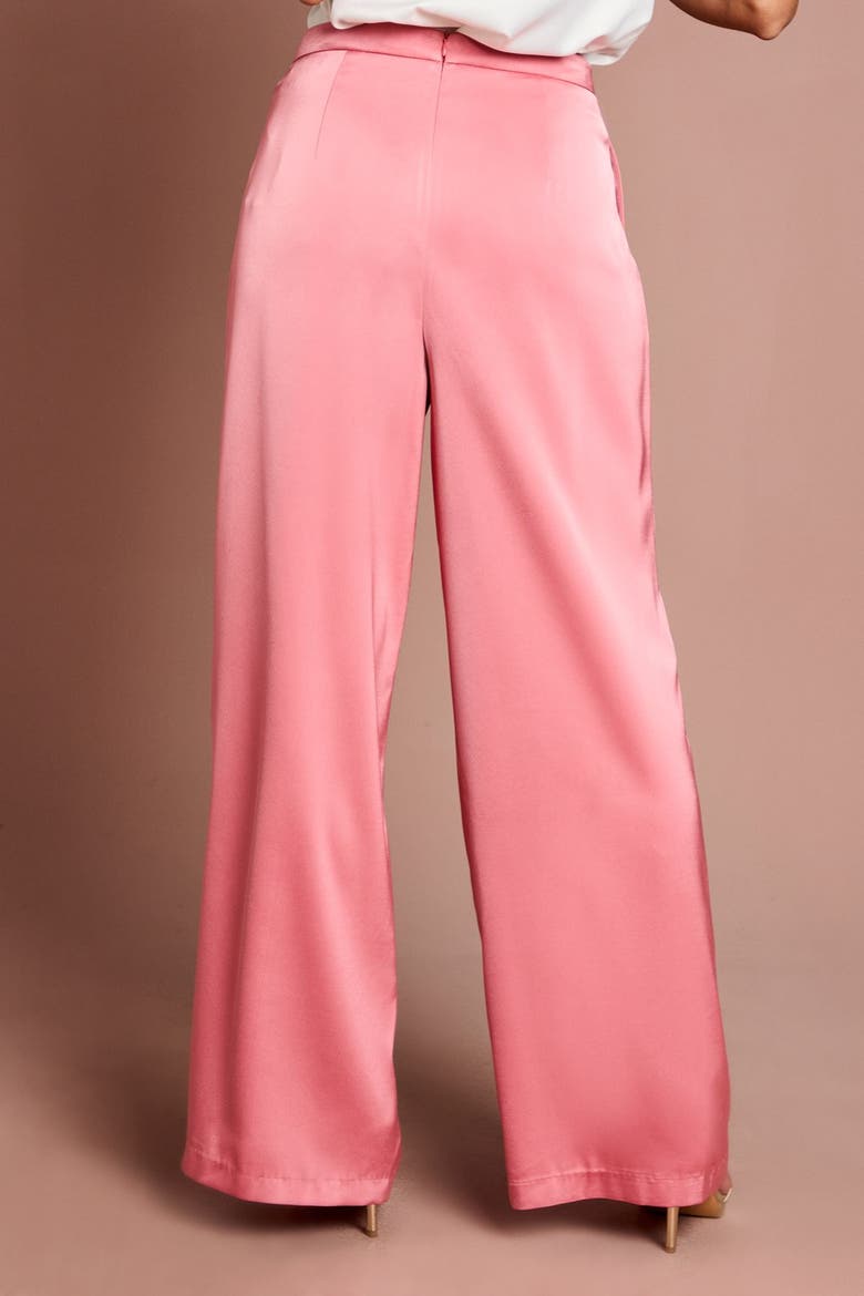 Satin Wide-Leg Flare Trousers, Alternate, color, Rose