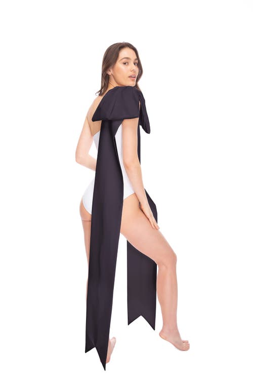 Tabacaru Milly White One-piece Swimsuit In White With Black Bow