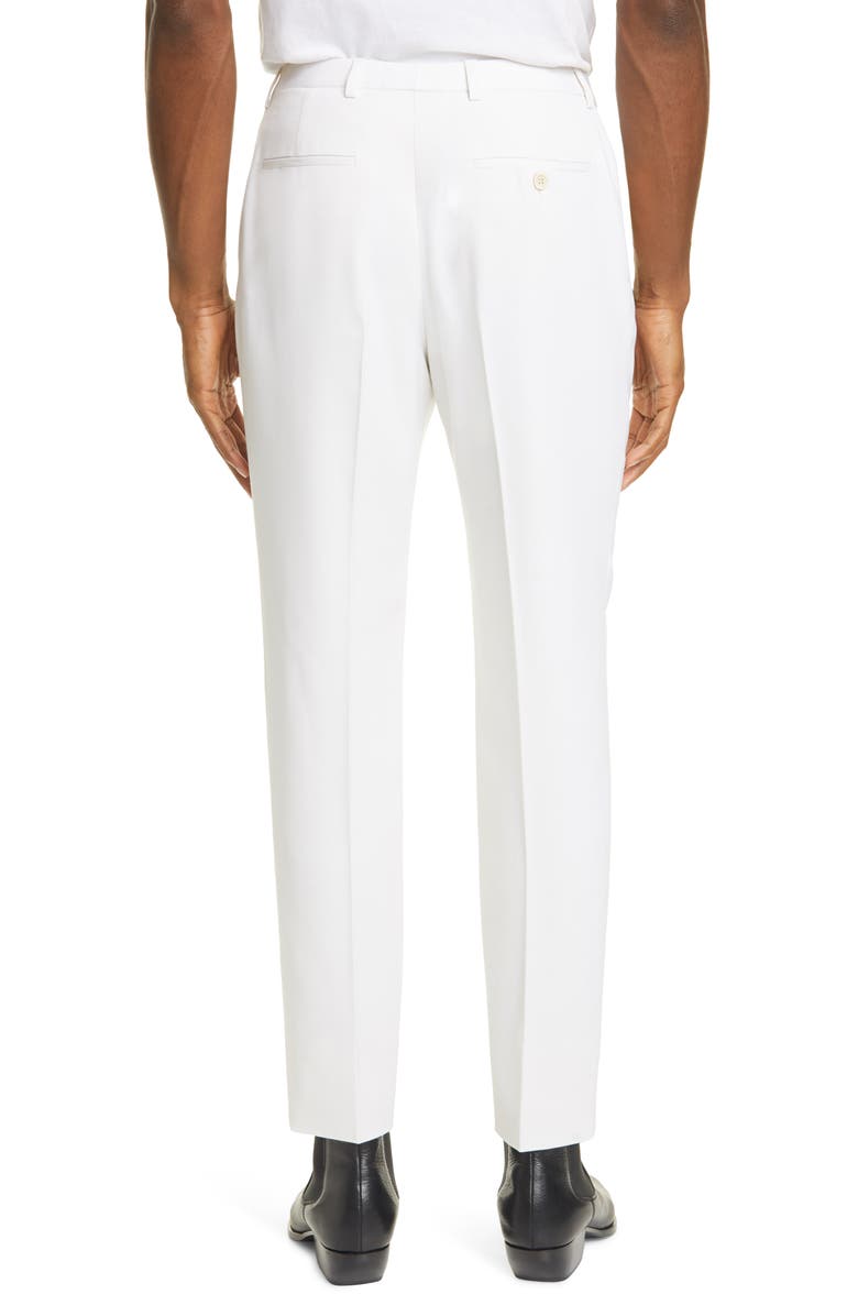 Saint Laurent White Wool Straight Leg Pants, Alternate, color, 