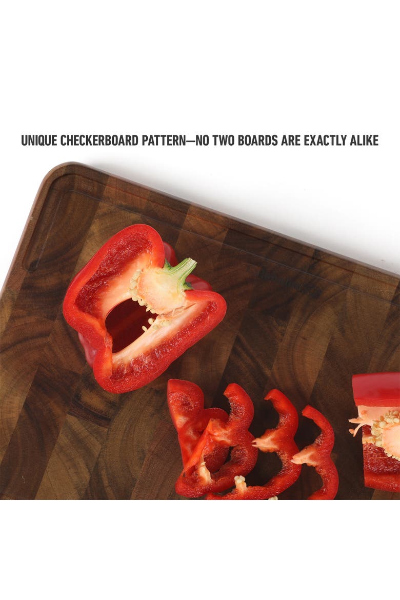 Edge Guard End Grain Acacia Wood Butcher Block Reversible Cutting Board, Alternate, color, Natural
