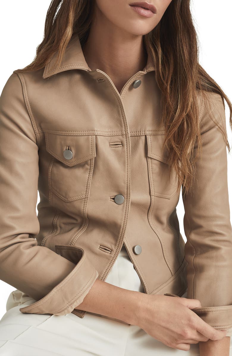 Reiss Piper Leather Jacket, Alternate, color, 