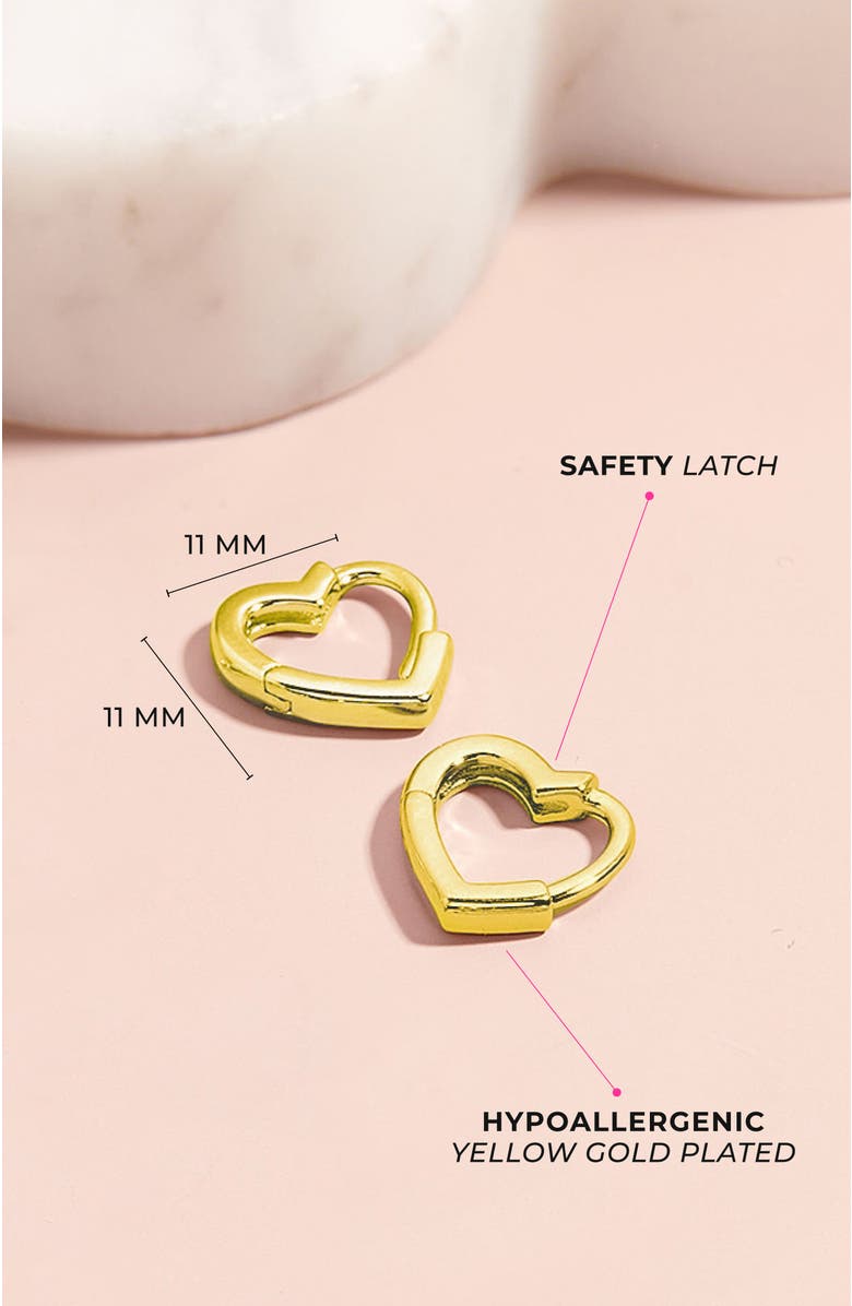 In Season Jewelry Heart Shaped Hoop Plated Earrings, Alternate, color, Gold