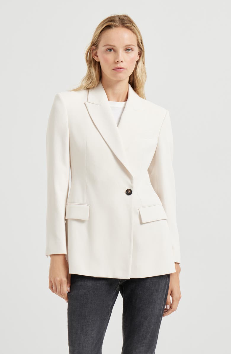 Brunello Cucinelli Couture twill blazer, Alternate, color, Milk