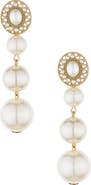 Ettika Triple Imitation Pearl Drop Earrings
