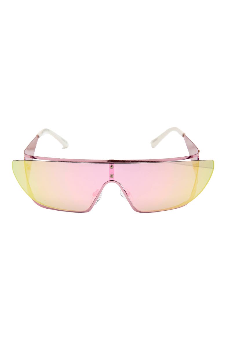 Flat Top Shield Sunglasses, Main, color, PINK