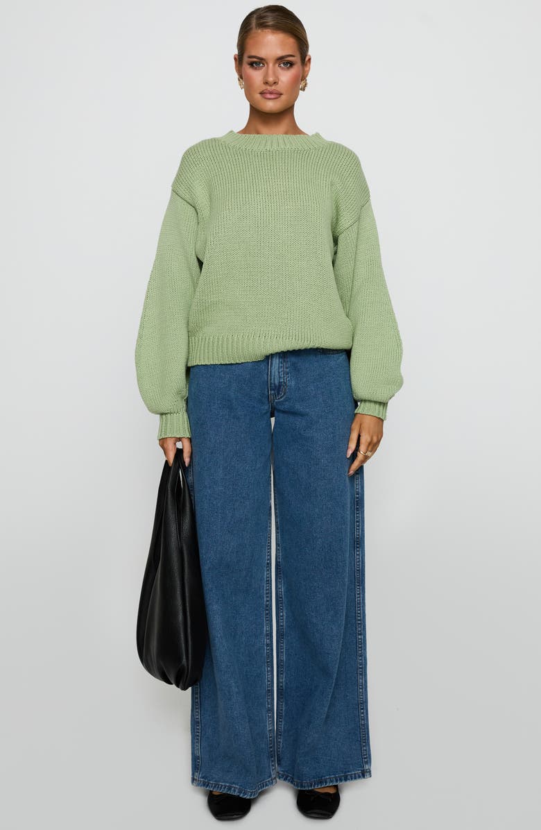 Princess Polly Harmony Crewneck Sweater, Alternate, color, Green