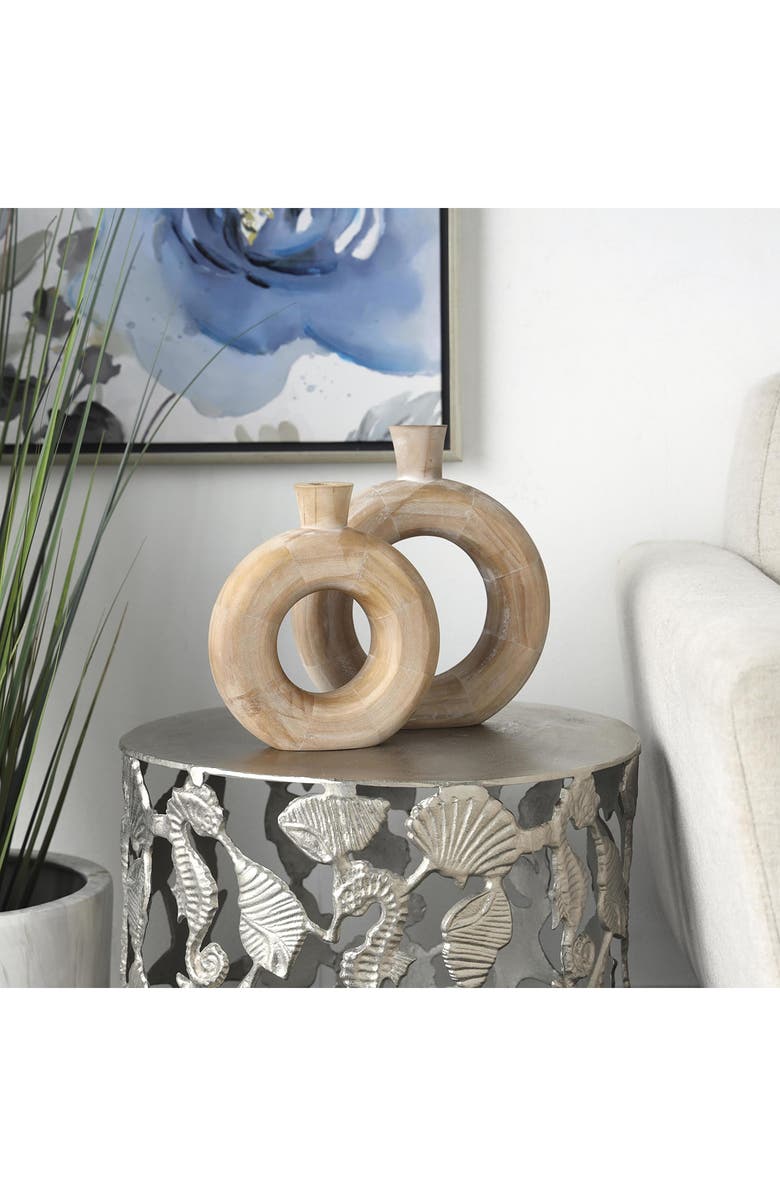 SONOMA SAGE HOME Set of 2 Wood Vases, Alternate, color, Brown