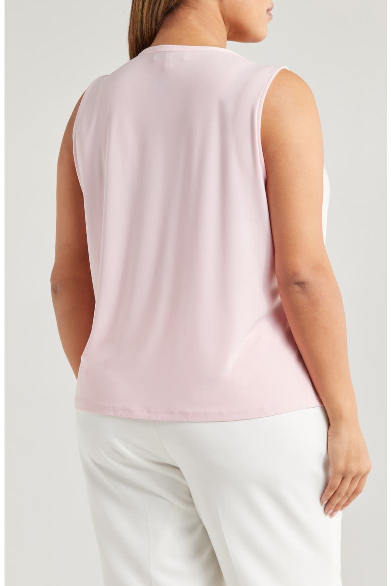 Faux Pearl Embellished Sleeveless Pleat Neck Top, Alternate, color, TUTU PINK