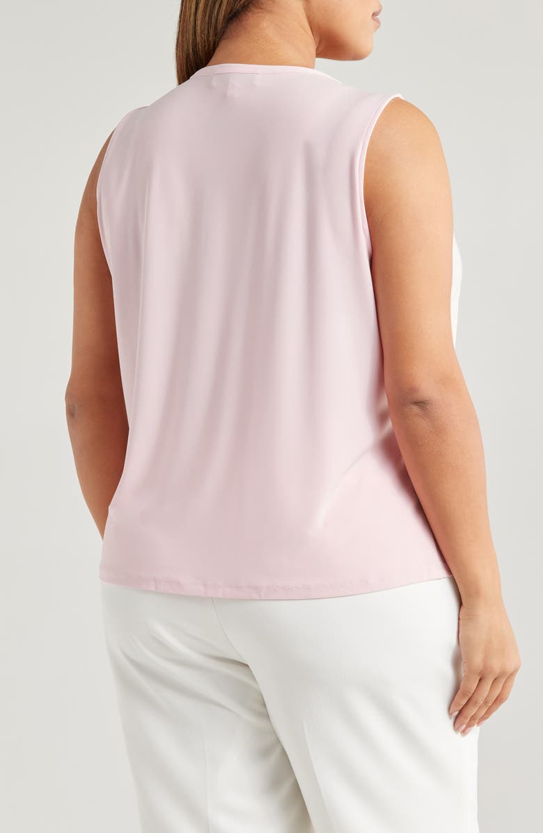 KASPER Faux Pearl Embellished Sleeveless Pleat Neck Top, Alternate, color, Tutu Pink