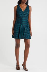 Rebecca Taylor Sleeveless Eyelash Fringe Fit & Flare Dress