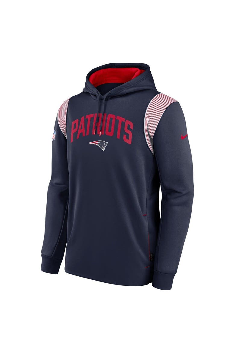 Men's Nike Navy New England Patriots Sideline Athletic Stack Performance Pullover Hoodie, Alternate, color, Navy