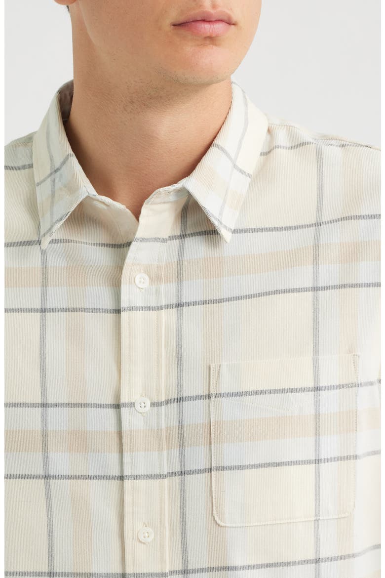 Holme Plaid Cotton Corduroy Button-Up Shirt, Alternate, color, BLANCO COMBO