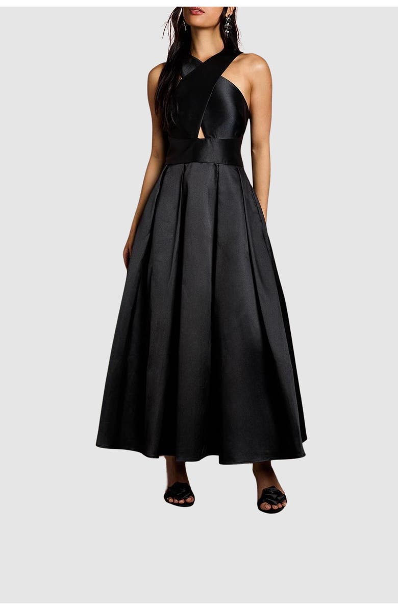 Coast Cross Neck Twill Bridesmaid Dress, Alternate, color, Black