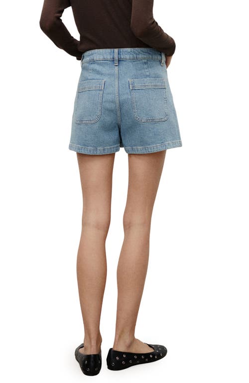 Mango Patch Pocket Denim Shorts In Blue