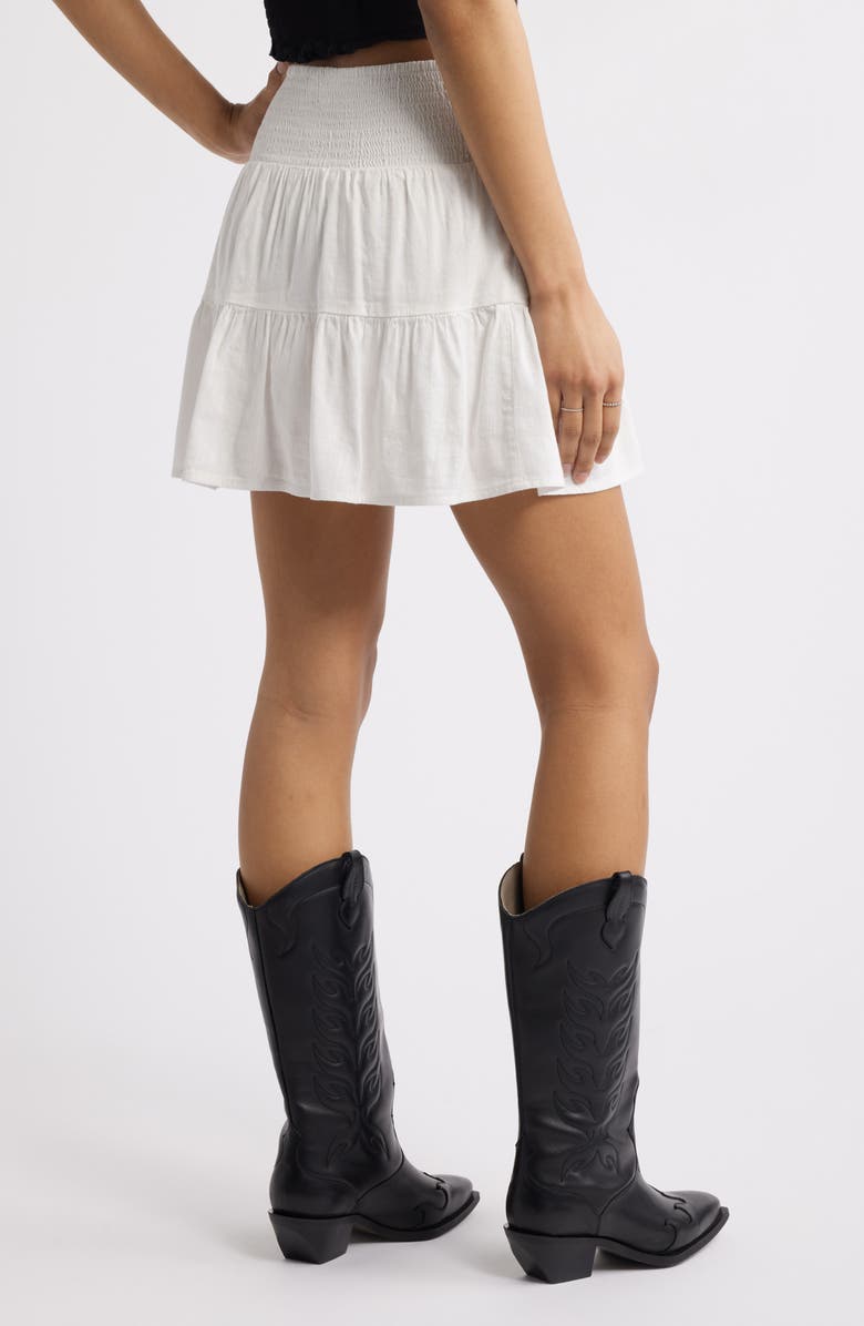 BP. Smocked Waist Tiered Miniskort, Alternate, color, White Blanc