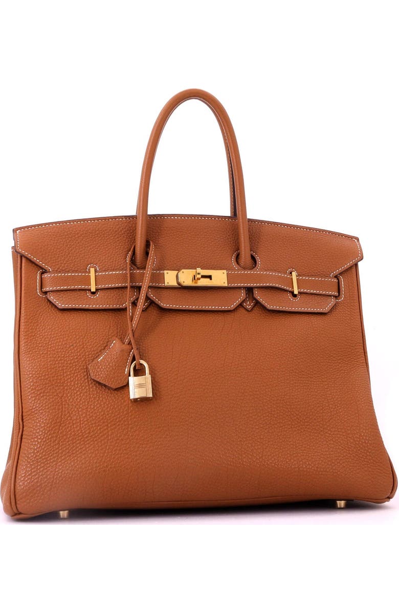 Pre-Owned Hermes Birkin Handbag Brown Fjord with Gold Hardware 35, Alternate, color, Gold