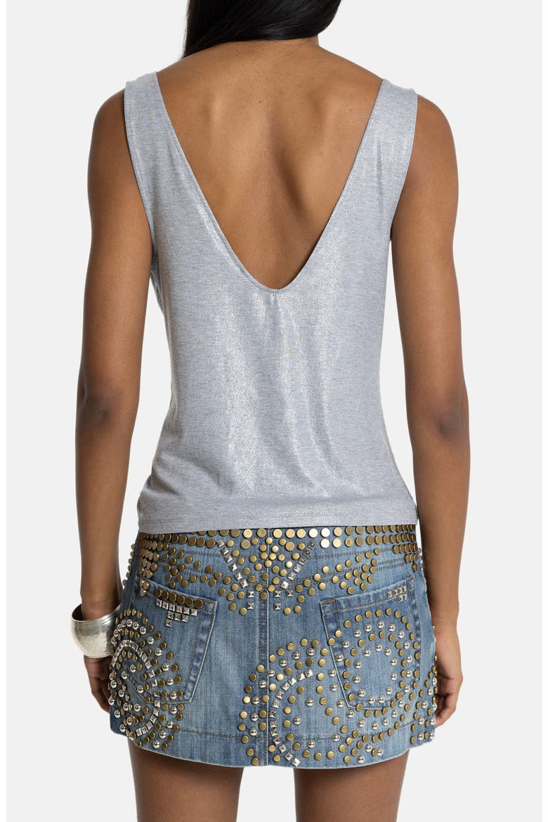 Studded Sequin Plunge Neck Tank, Alternate, color, GREY