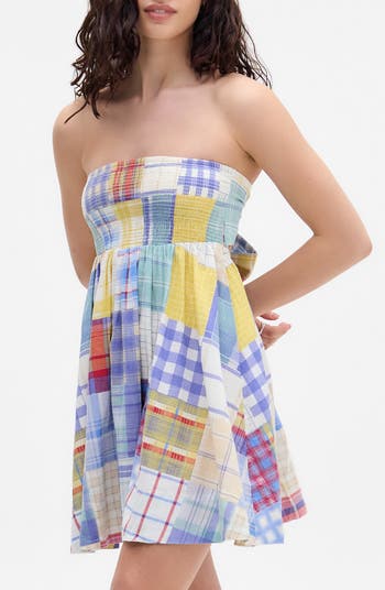 Aurora Patch Smocked Minidress