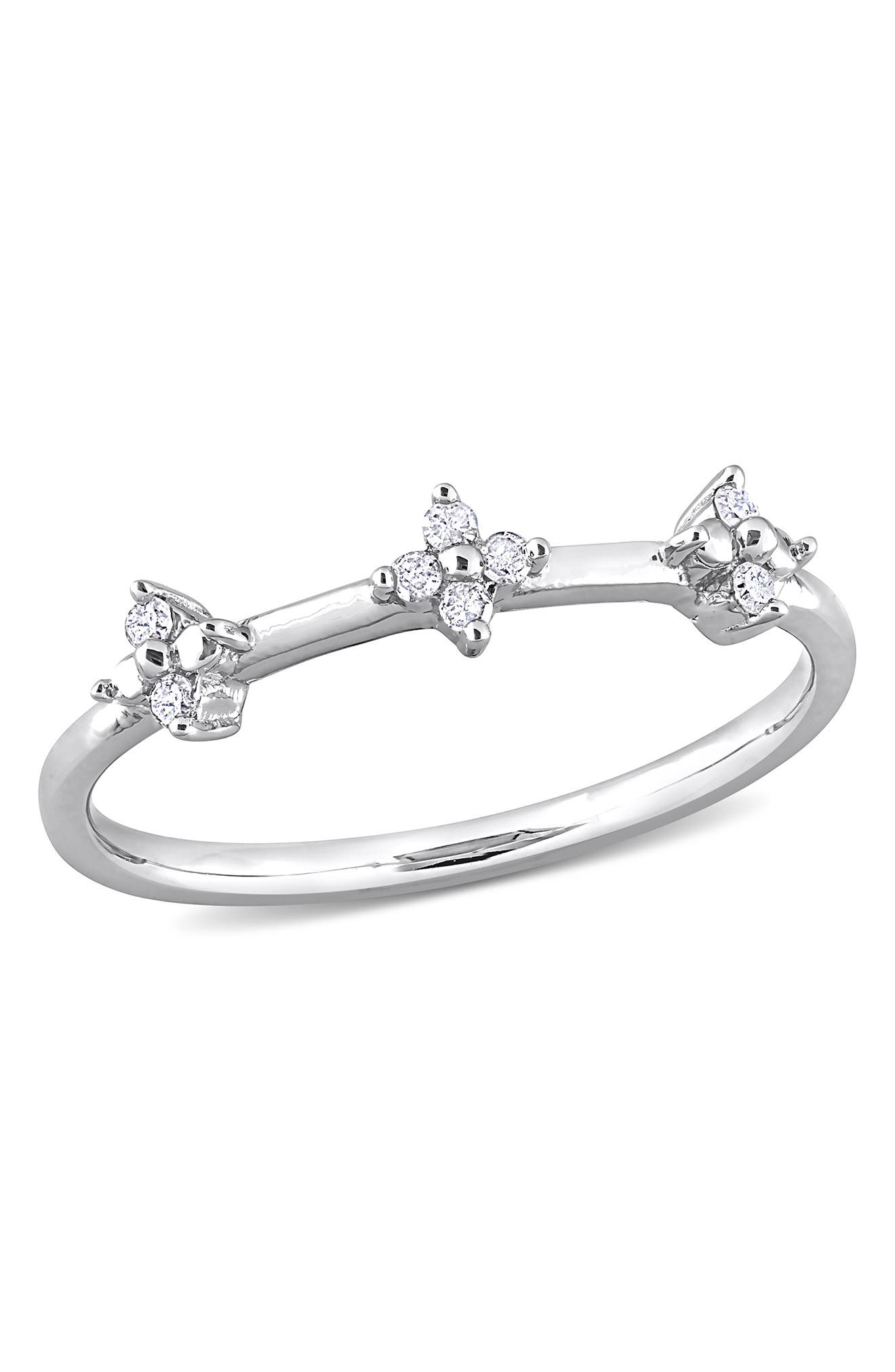 DELMAR Floral Diamond Promise Ring - 0.08 ctw