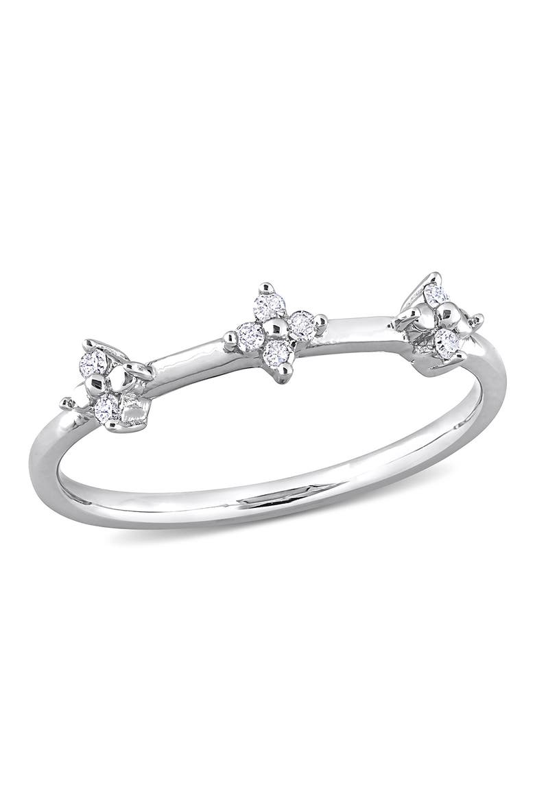 Floral Diamond Promise Ring - 0.08 ctw, Main, color, SILVER