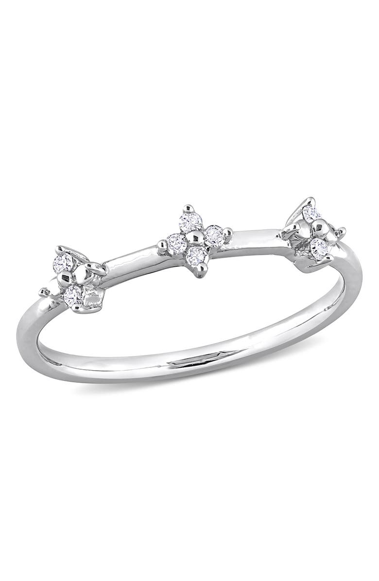 DELMAR Floral Diamond Promise Ring - 0.08 ctw, Main, color, Silver