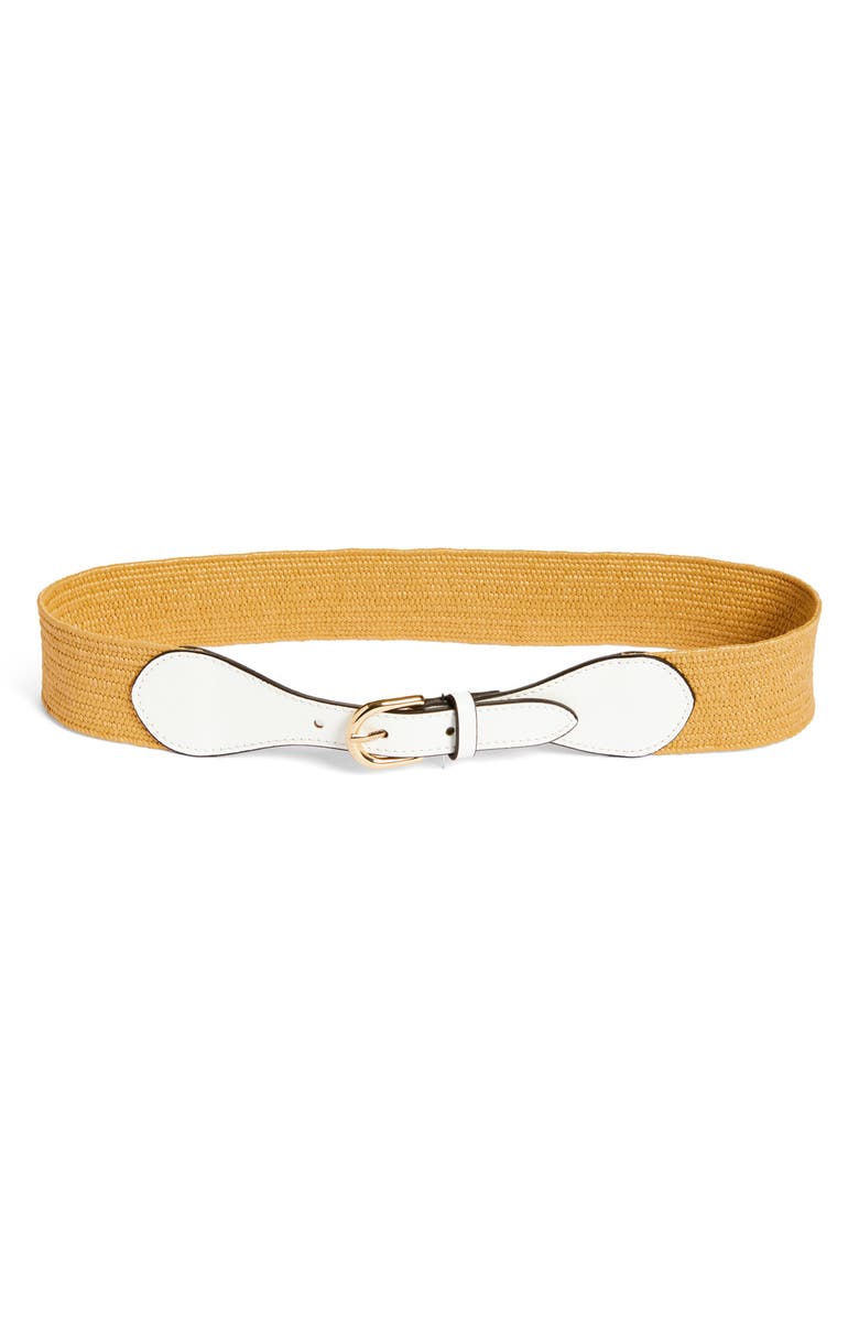 Kate Spade New York straw stretch belt, Main, color, True White