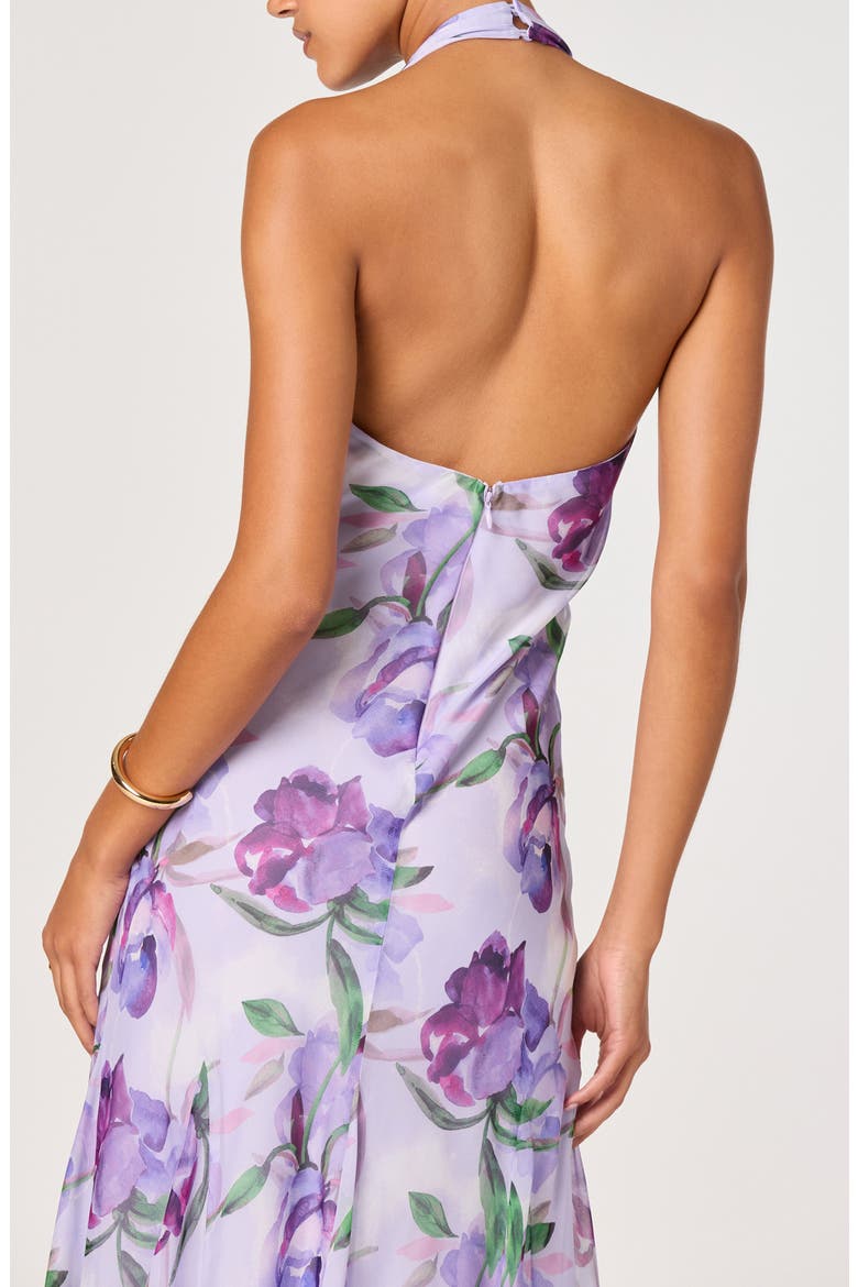Yasmen Floral Plunge Halter Neck Maxi Dress, Alternate, color, PURPLE FLORAL