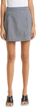 ATM Anthony Thomas Melillo Ticking Stripe Wrap Miniskirt