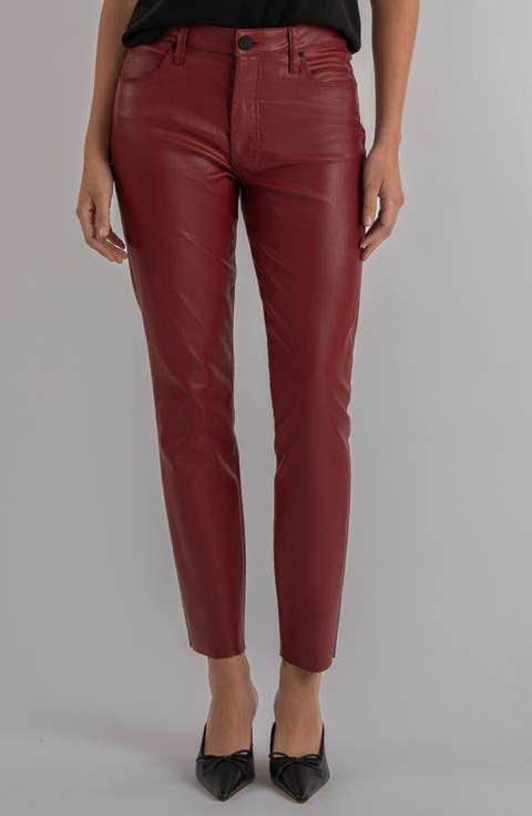 Charlize Coated Raw Hem Ankle Cigarette Jeans