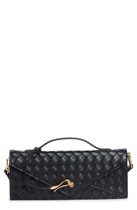 Celeste Woven Faux Leather Envelope Clutch