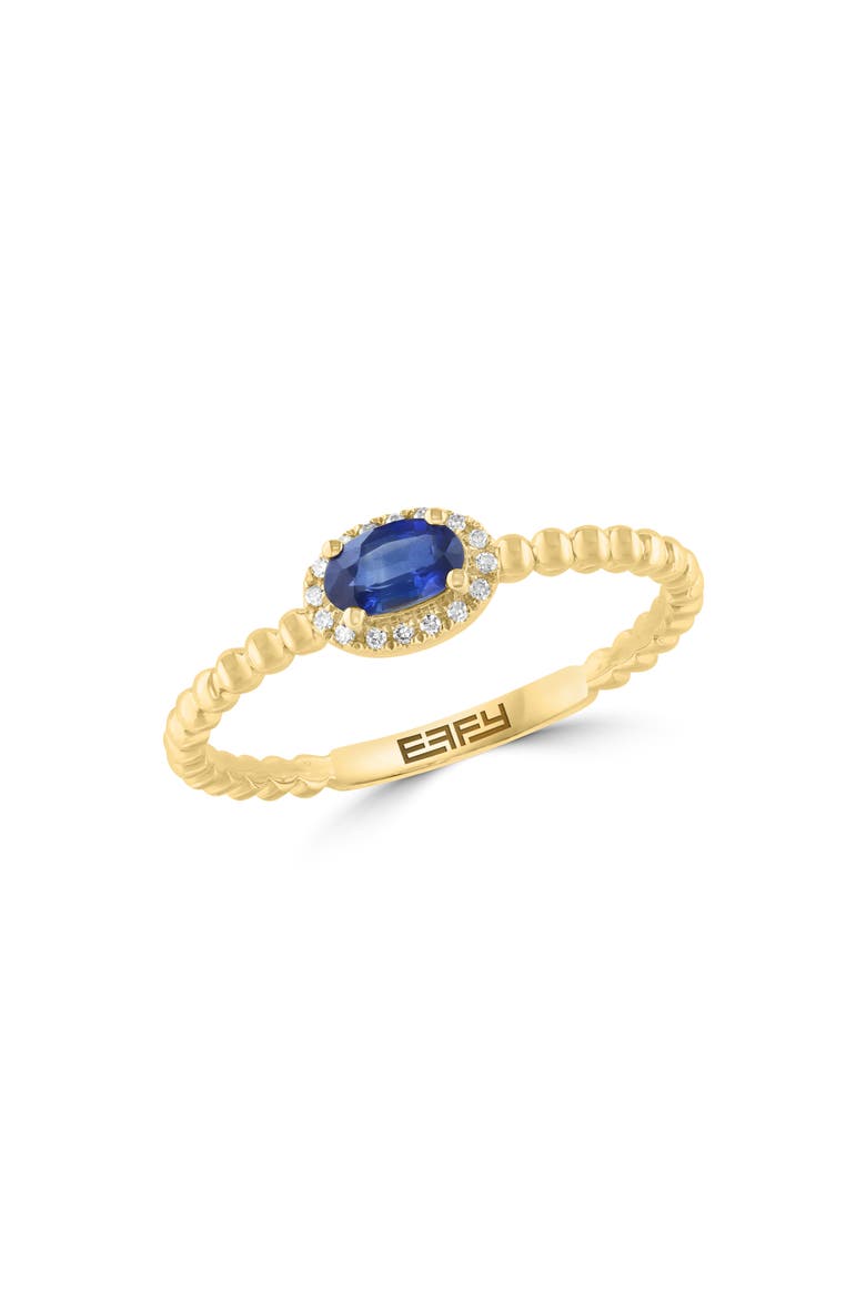 Oval Sapphire & Diamond Halo Ring, Main, color, BLUE