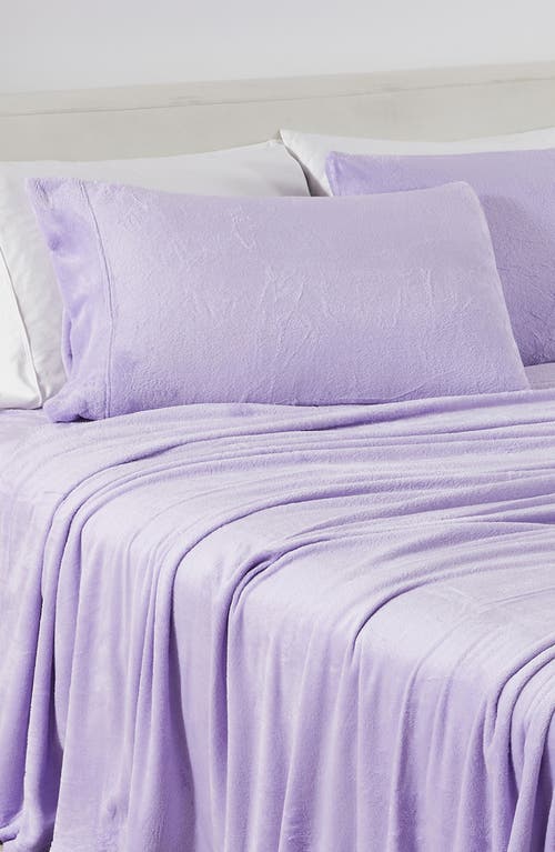Woven & Weft Solid Plush Velour Sheet Set In Purple