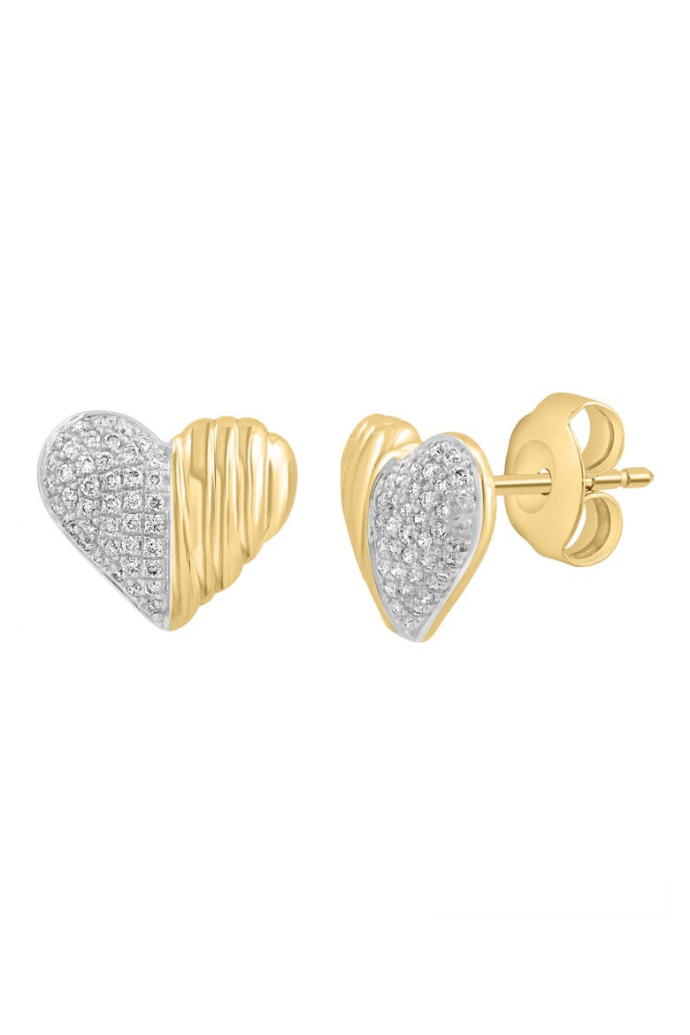 14K Gold Diamond Heart Stud Earrings, Alternate, color, GOLD
