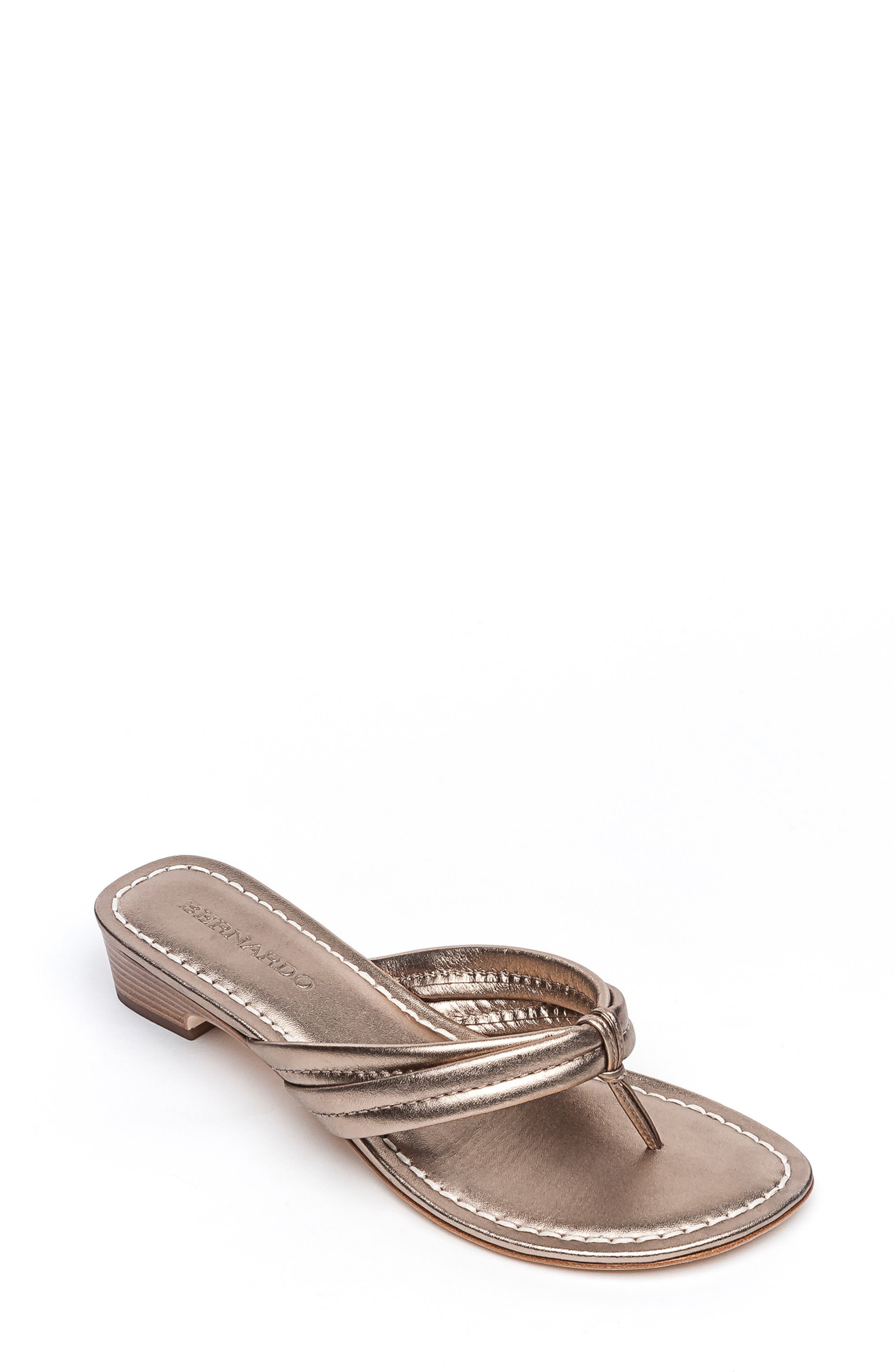 Bernardo Miami Demi Wedge Sandal, Main, color, PLATINUM ANTIQUE LEATHER