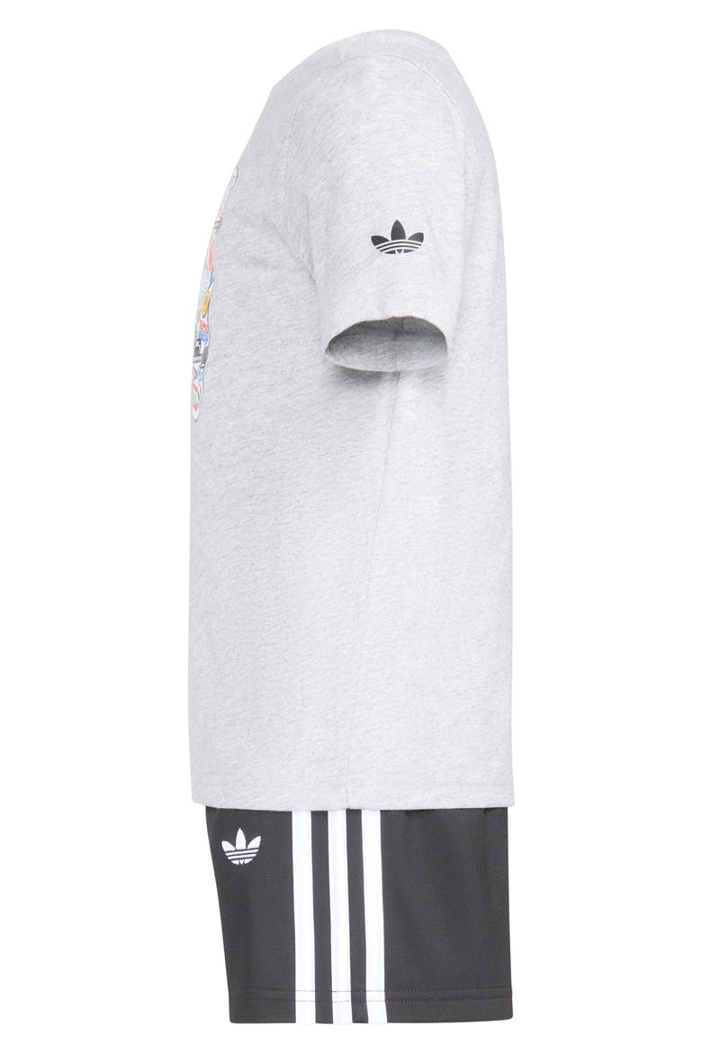 Kids' Firebird T-Shirt & 3-Stripes Shorts Set, Alternate, color, GREY HEATHER