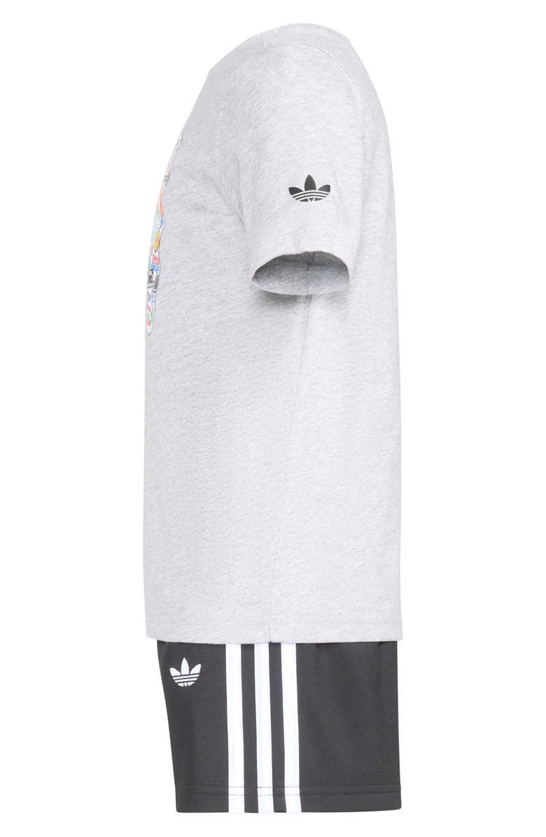 adidas Originals Kids' Firebird T-Shirt & 3-Stripes Shorts Set, Alternate, color, Grey Heather