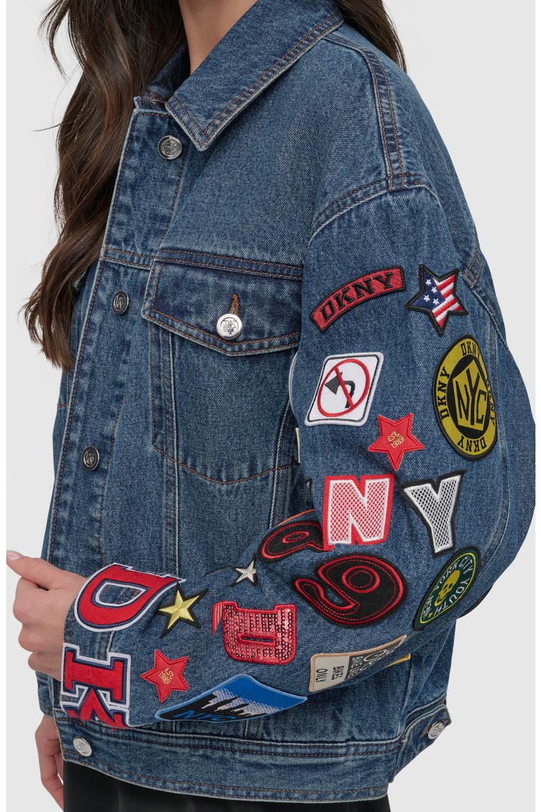 Patch Detail Denim Trucker Jacket, Alternate, color, LUDLOW WASH