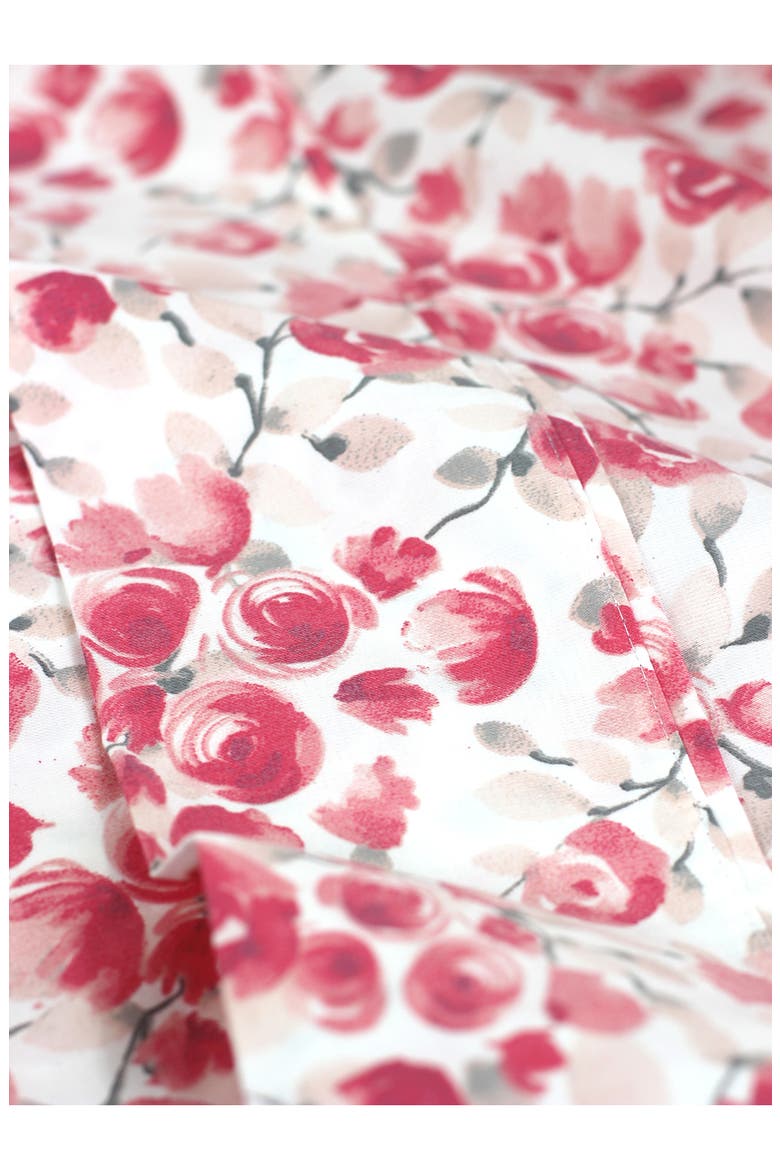 Red Queen 400 Thread Count Cotton Poppy Sheet 4-Piece Set, Alternate, color, RED