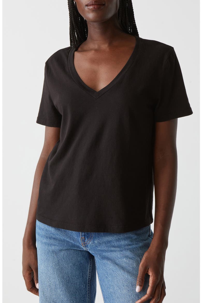 Daria Classic V-Neck T-Shirt, Alternate, color, BLACK