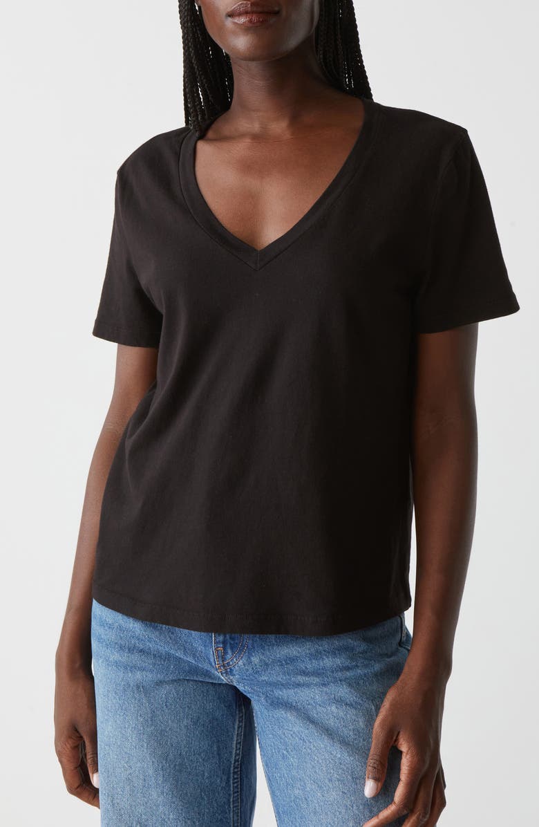 Michael Stars Daria Classic V-Neck T-Shirt, Alternate, color, Black