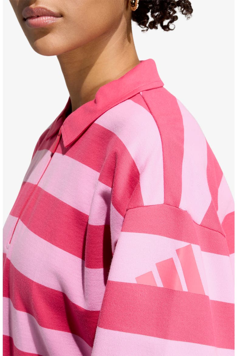 Striped Quarter Zip Cotton Polo, Alternate, color, POWER PINK/ST TROPIC BLOOM