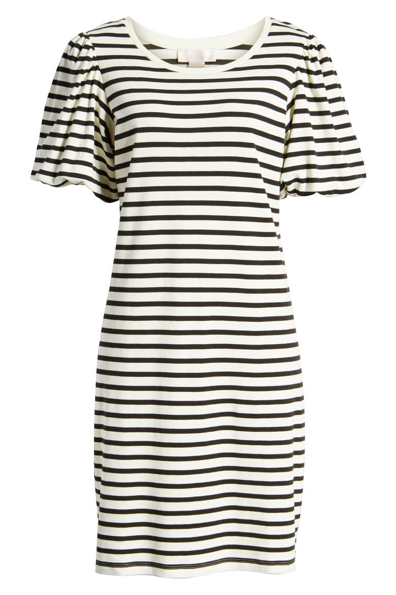 Bubble Sleeve T-Shirt Dress, Alternate, color, BLACK JERSEY STRIPE