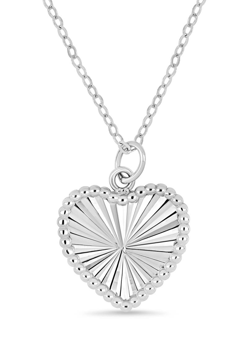 14K Gold Heart Pendant Necklace (Online Trunk Show), Alternate, color, 14K WHITE GOLD