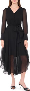 Halogen® Tie Waist Long Sleeve Maxi Dress