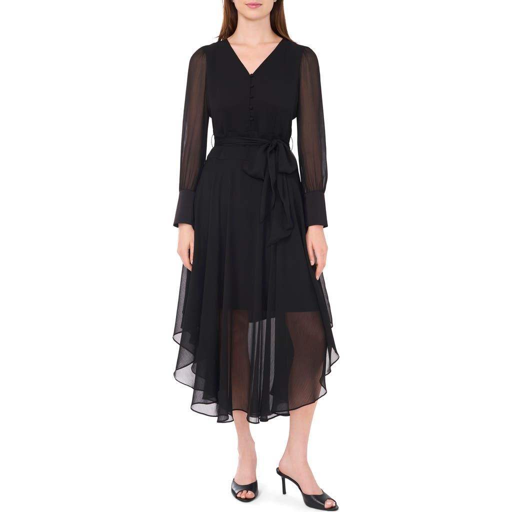Halogenr Halogen(r) Tie Waist Long Sleeve Maxi Dress In Black