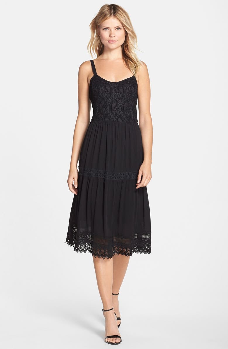 KUT from the Kloth Lace Fit & Flare Midi Dress, Alternate, color, 