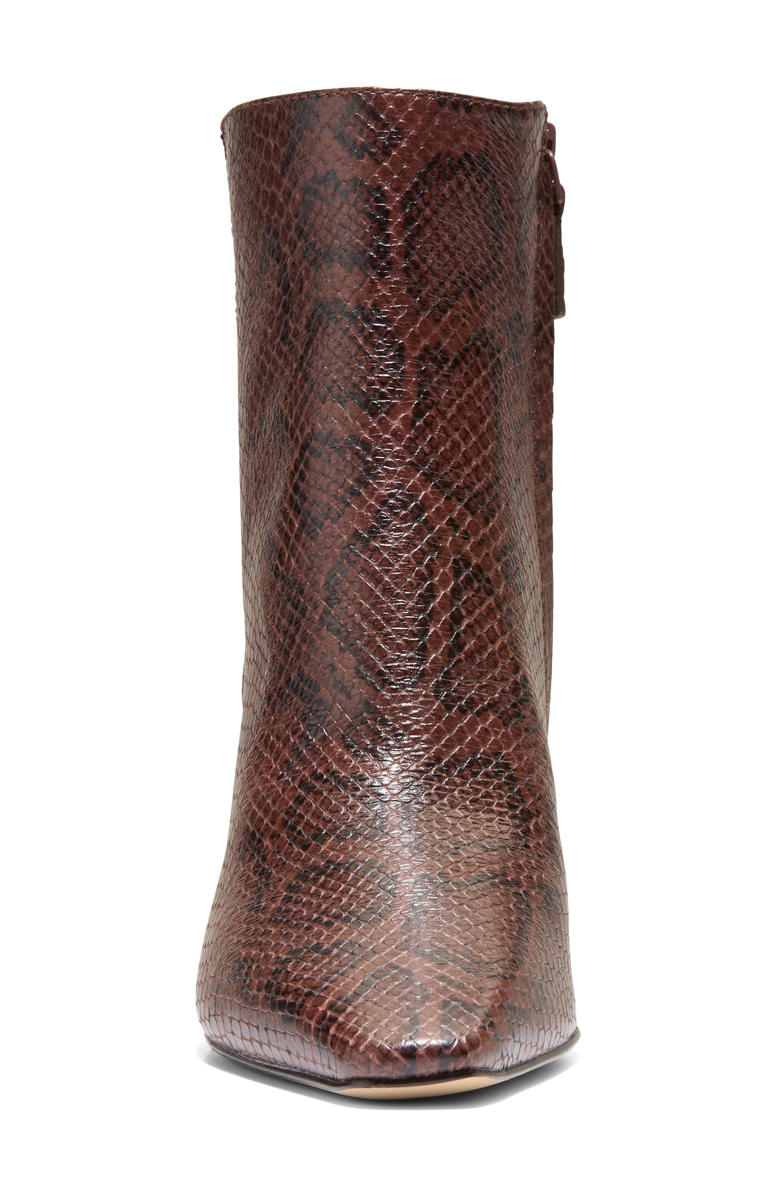 Blanche Leather Snip Toe Bootie, Alternate, color, HICKORY GLOSSY SNAKE PRINT