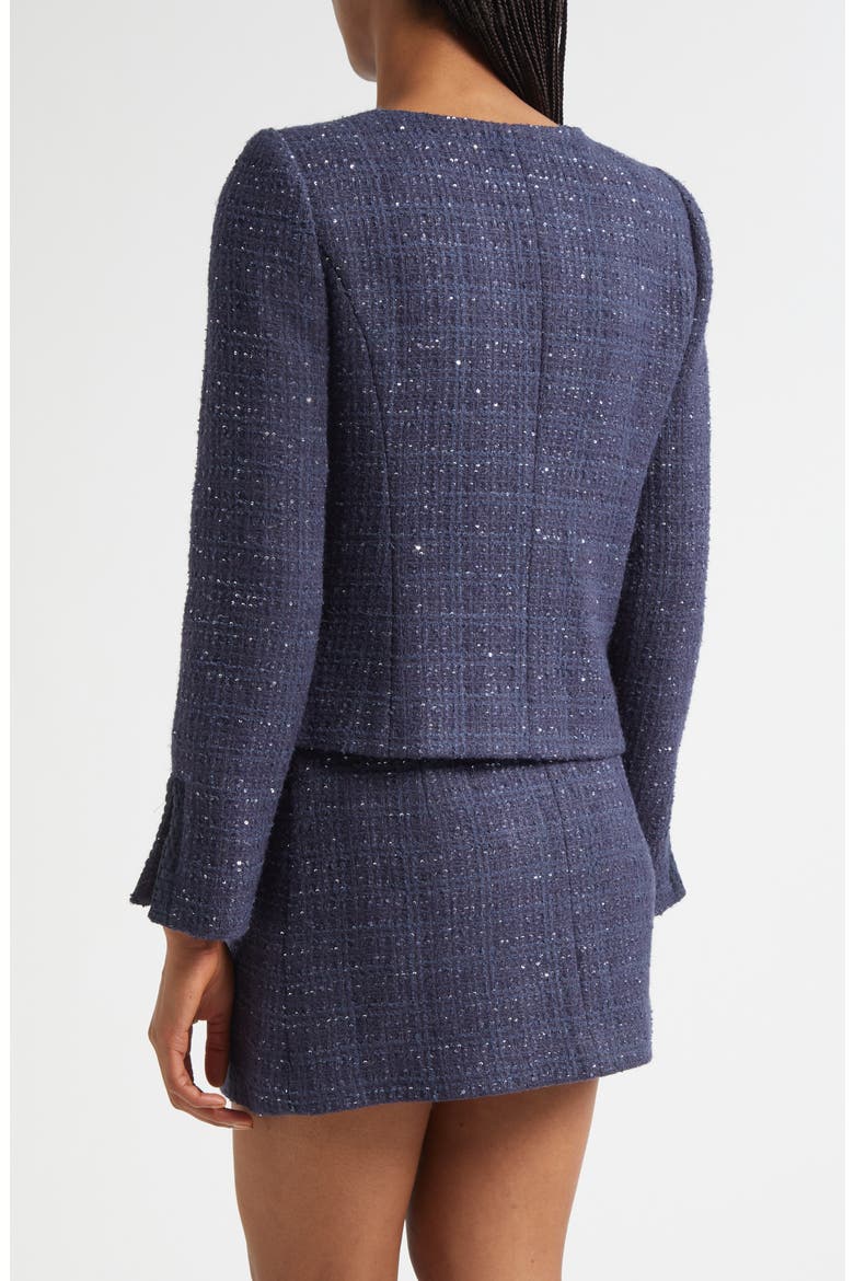 Tweed Metallic Zip-Up Jacket, Alternate, color, PURPLE